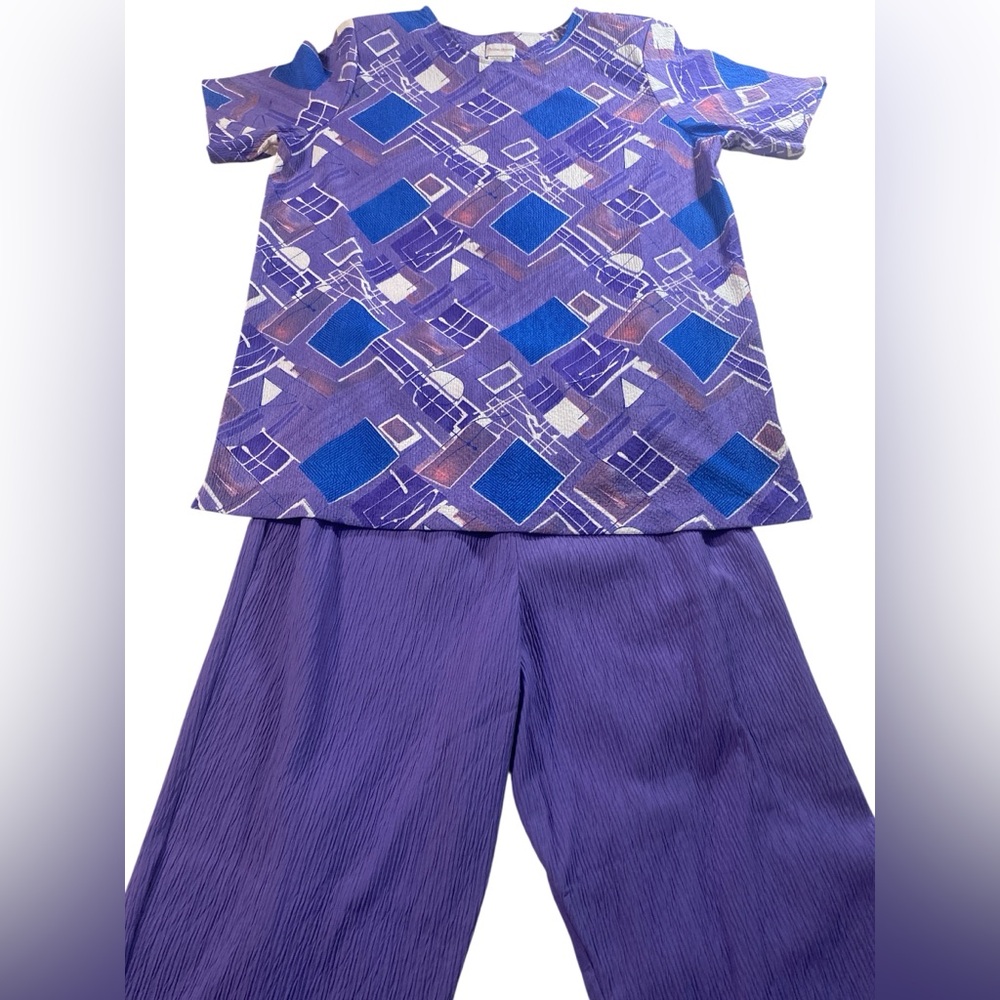 Bobbie Brooks Purple Two Piece Set Vintage Granny Core SZ L/XL 70's 80's